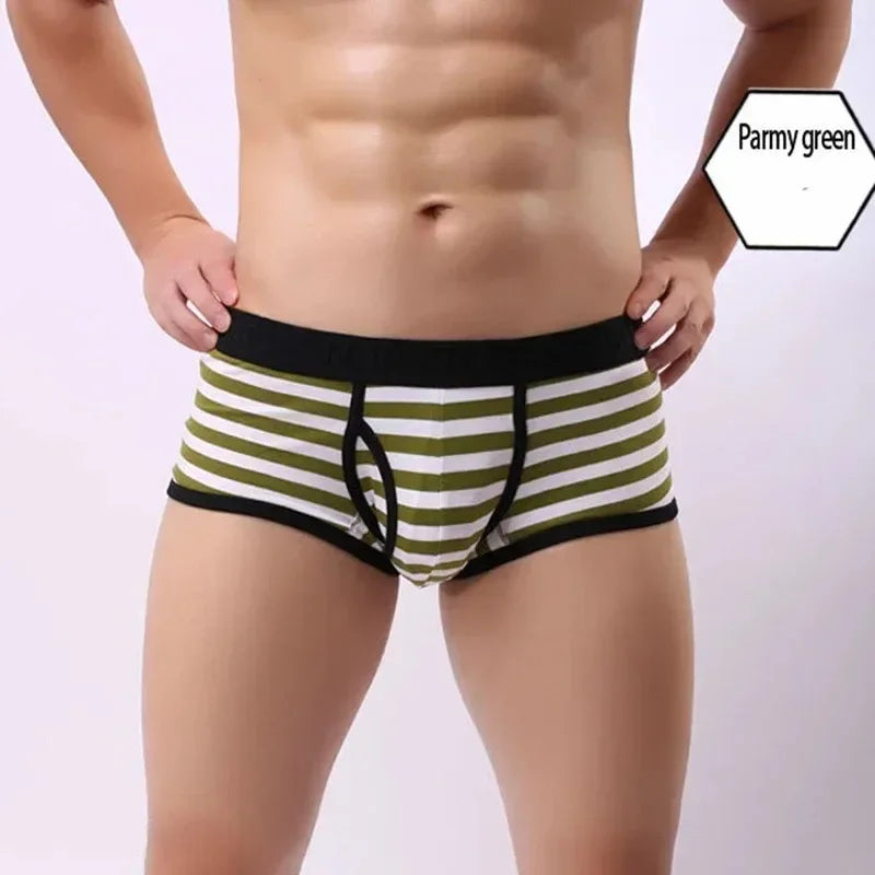 Quần lót nam cotton thoáng khí sọc mềm U-pouch