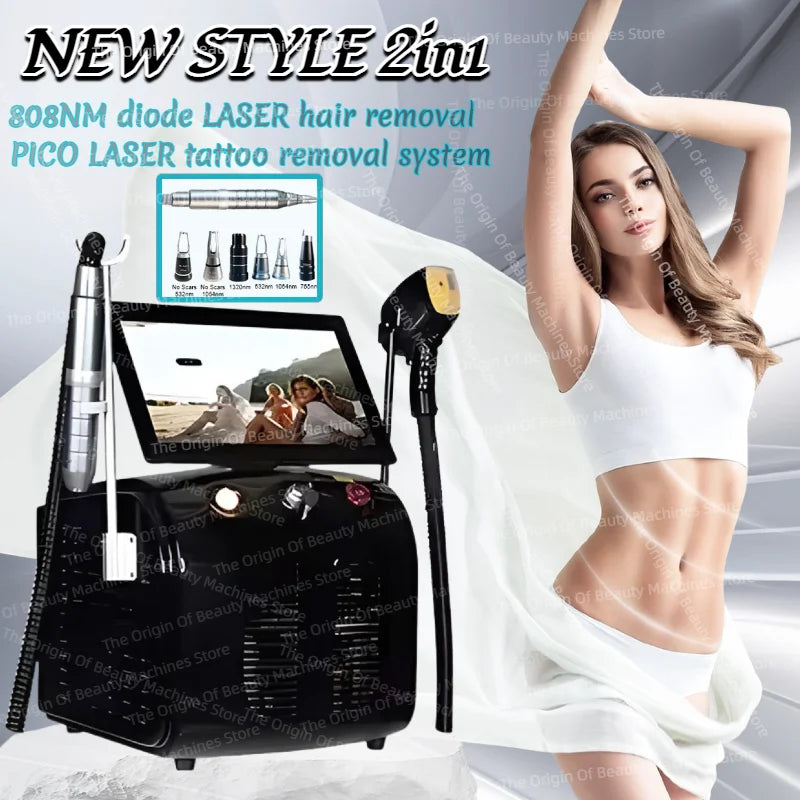 808 Diode Laser Hair Removal Machine 4-Wave Painless Permanent Portable 4000W Device  Soprano Titanium - Daisan Mart
