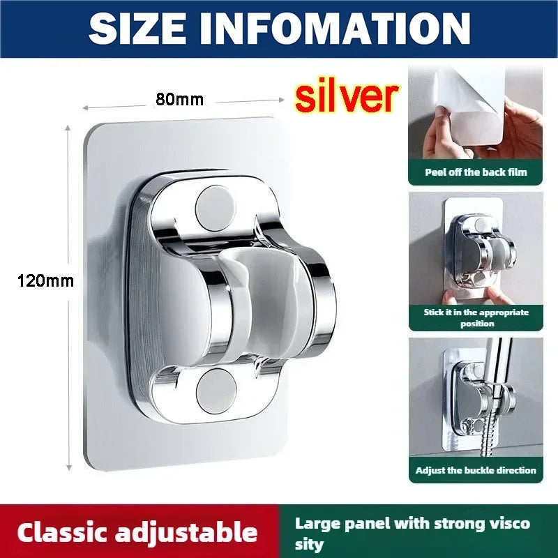 Bath Shower Holder Support Mural Douche Suction Cup Adjustable Handheld Wall Mounted Large Shower Head Supports Relocatable - Daisan Mart