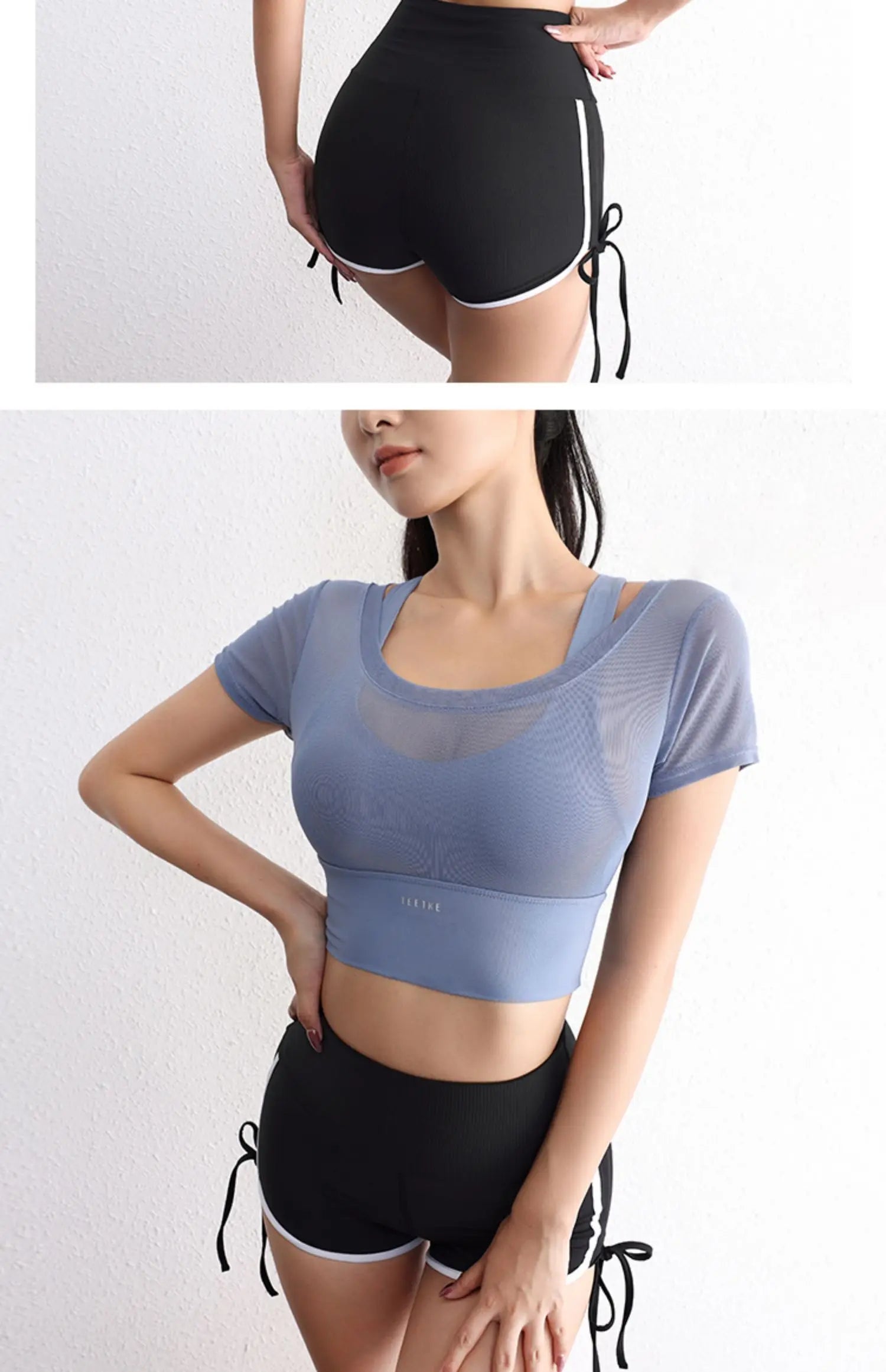 Áo Croptop Lưới Thoáng Tập Gym Nữ Năng Động Hè