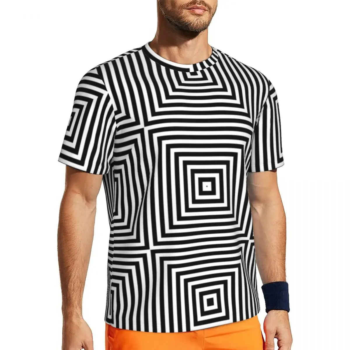 Stylish Mondrian Striped Men's Gym T-Shirt
