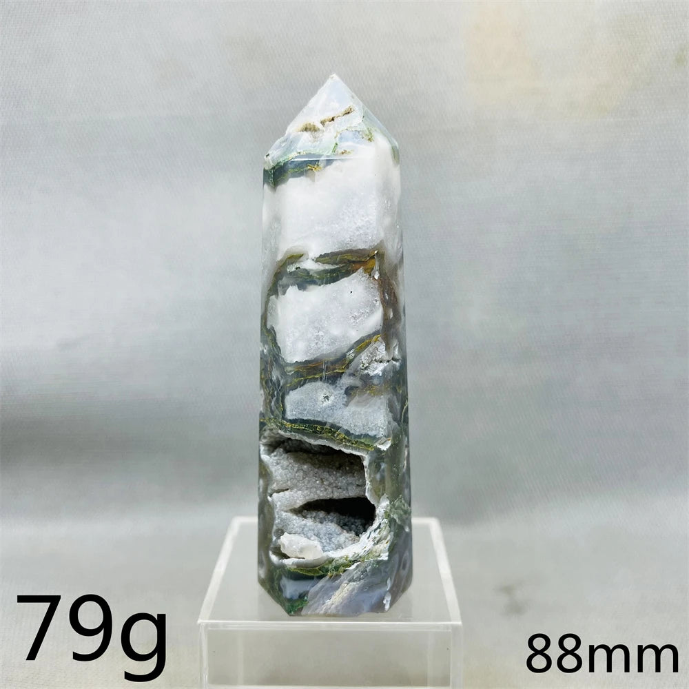 Natural Moss Agate Tower - Super Energy