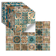 24 Pieces of Moroccan Style PVC Waterproof Self-Adhesive Wall Stickers, Peel and Stick on Living Room and Bedroom Tile Stickers
