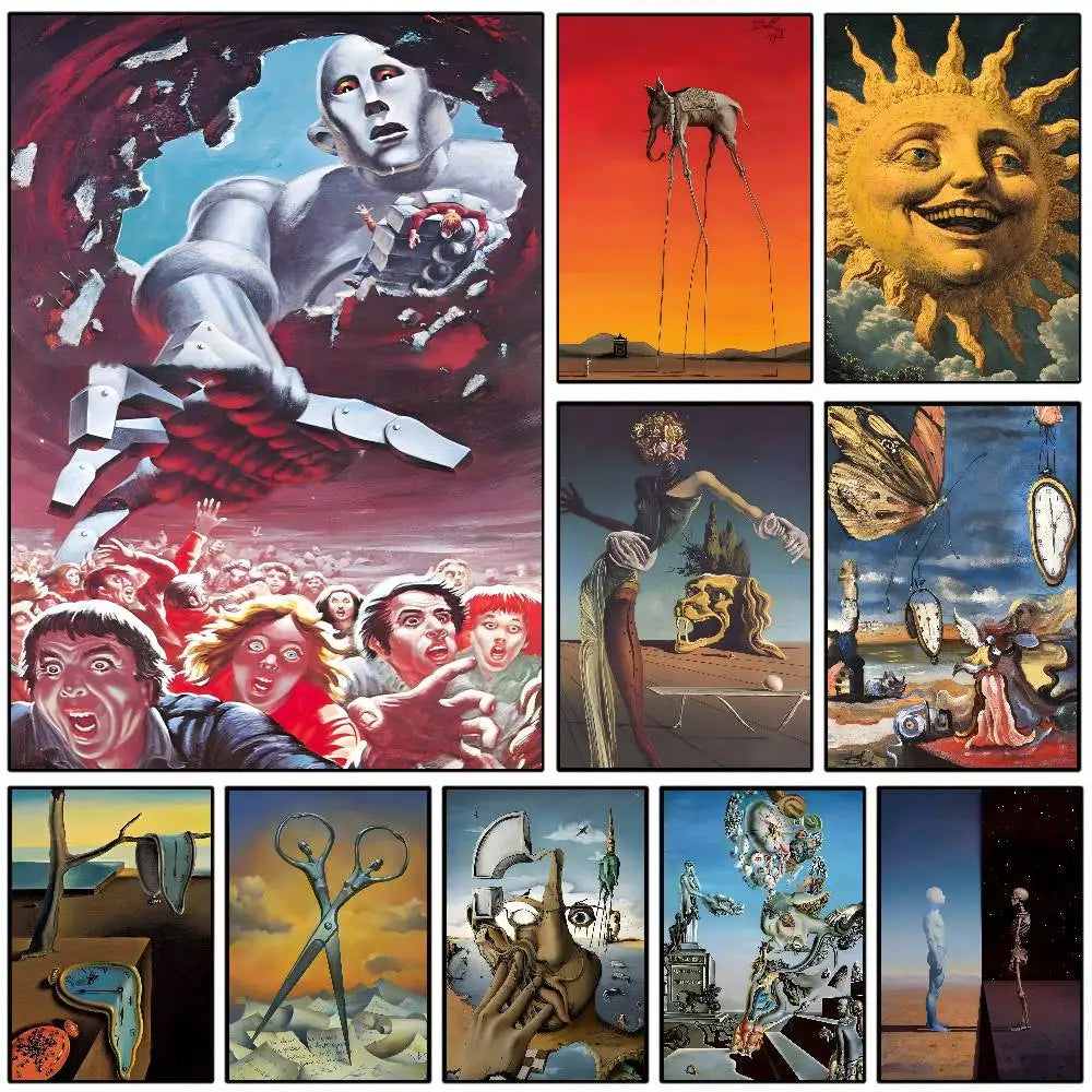 Surrealism Artwork By Salvador Dali Poster Self-adhesive Art Waterproof Paper Sticker Coffee House Bar Room Wall Decor