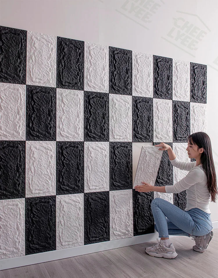 Tấm ốp tường đá 3D PU chống trượt ngoài trời 25x45