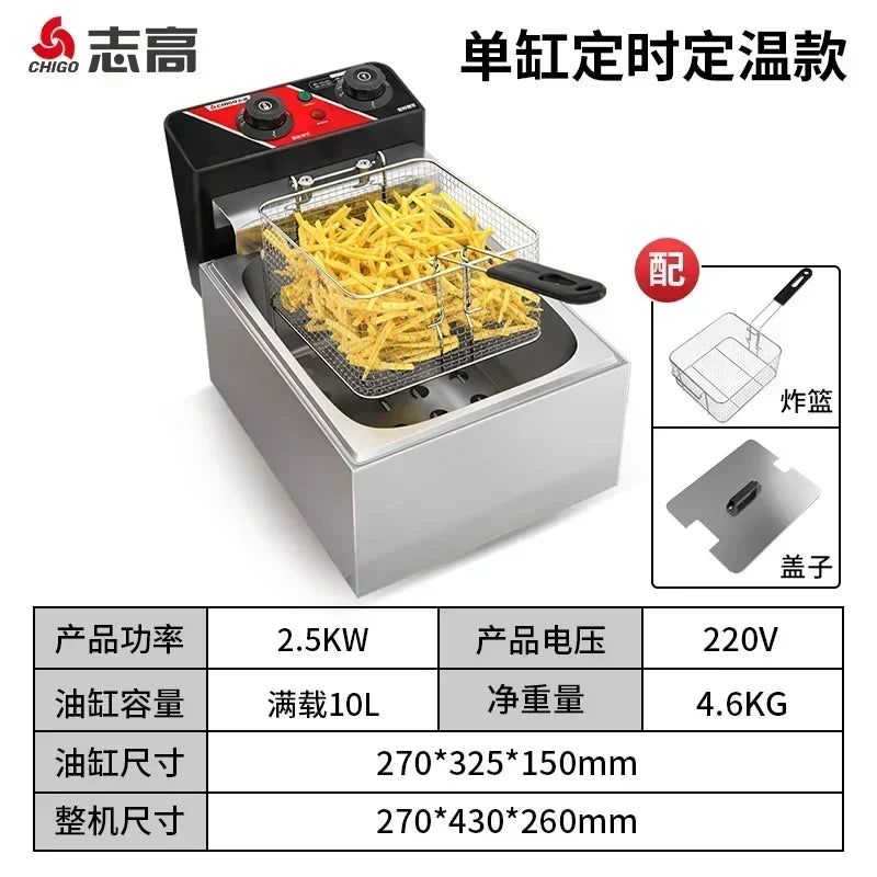 220V Fryer Electric Cookware for Kitchen Deep French Fries Commercial Fryers Frying Oil Cooker Timer Arfrai 10L Ar CW