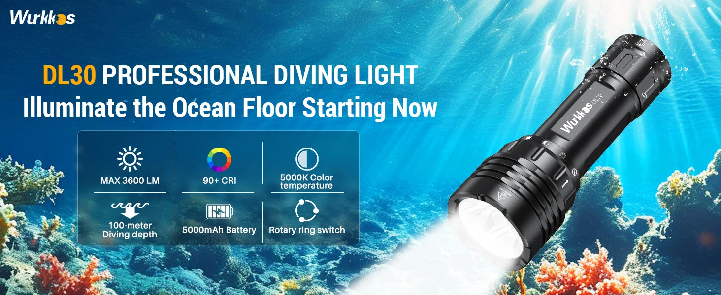 Đèn Lặn Wurkkos DL30 3600 Lumens Sáng Chống Nước IPX8 - Daisan Mart