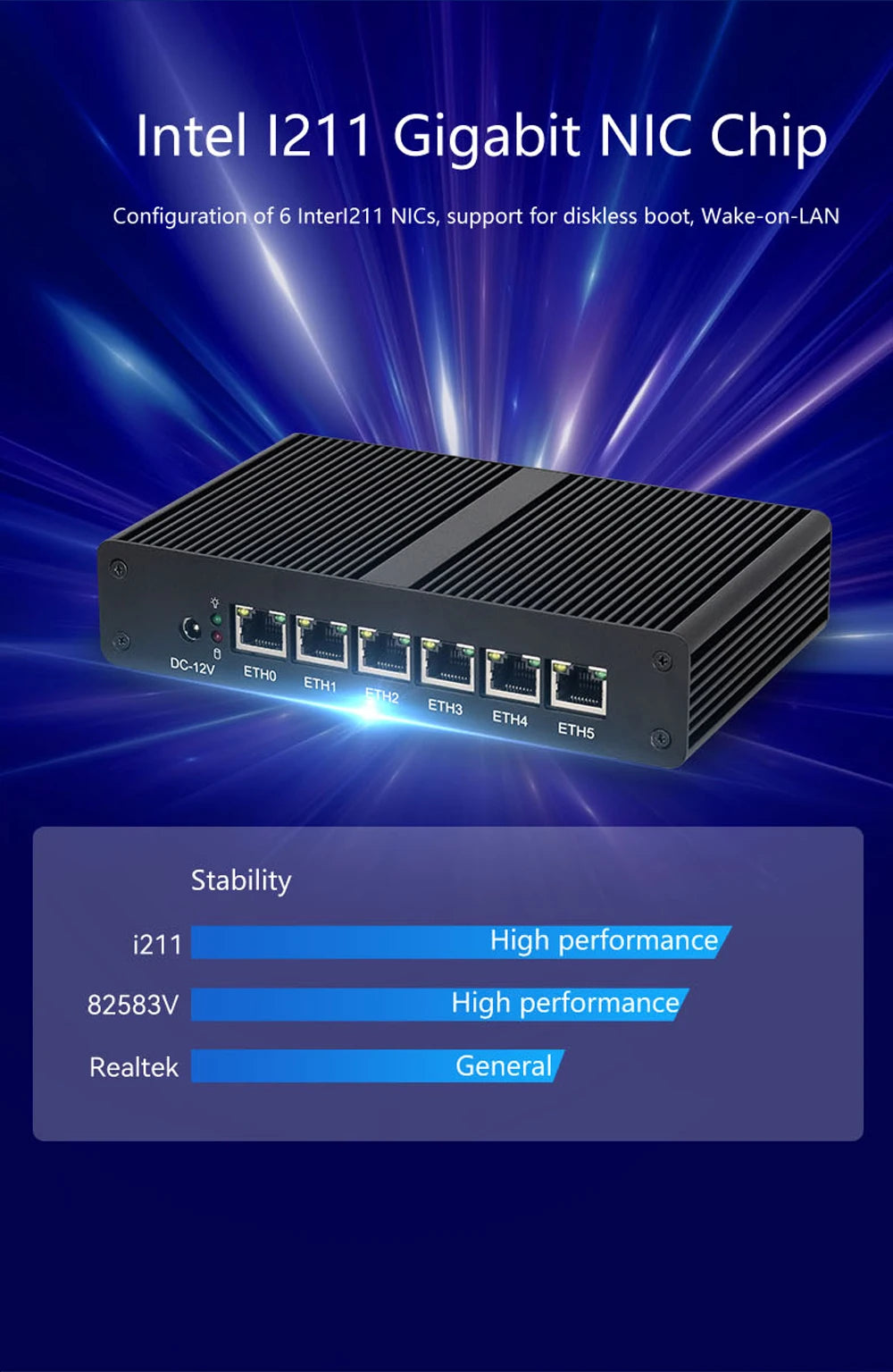 BEBEPC Fanless MINI router  Intel 4405U 6*LAN i211 NICS 1*RS232 3/4G module pfsense firewall soft VPN sever Linx win10/11 pc - Daisan Mart