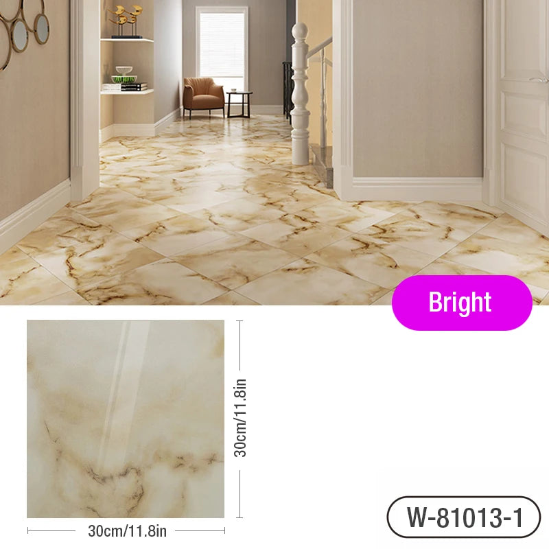Simulated Marble Tile Floor Sticker PVC Waterproof Self-adhesive for Living room Toilet Kitchen Home Floor Decor 3d Wall sticker