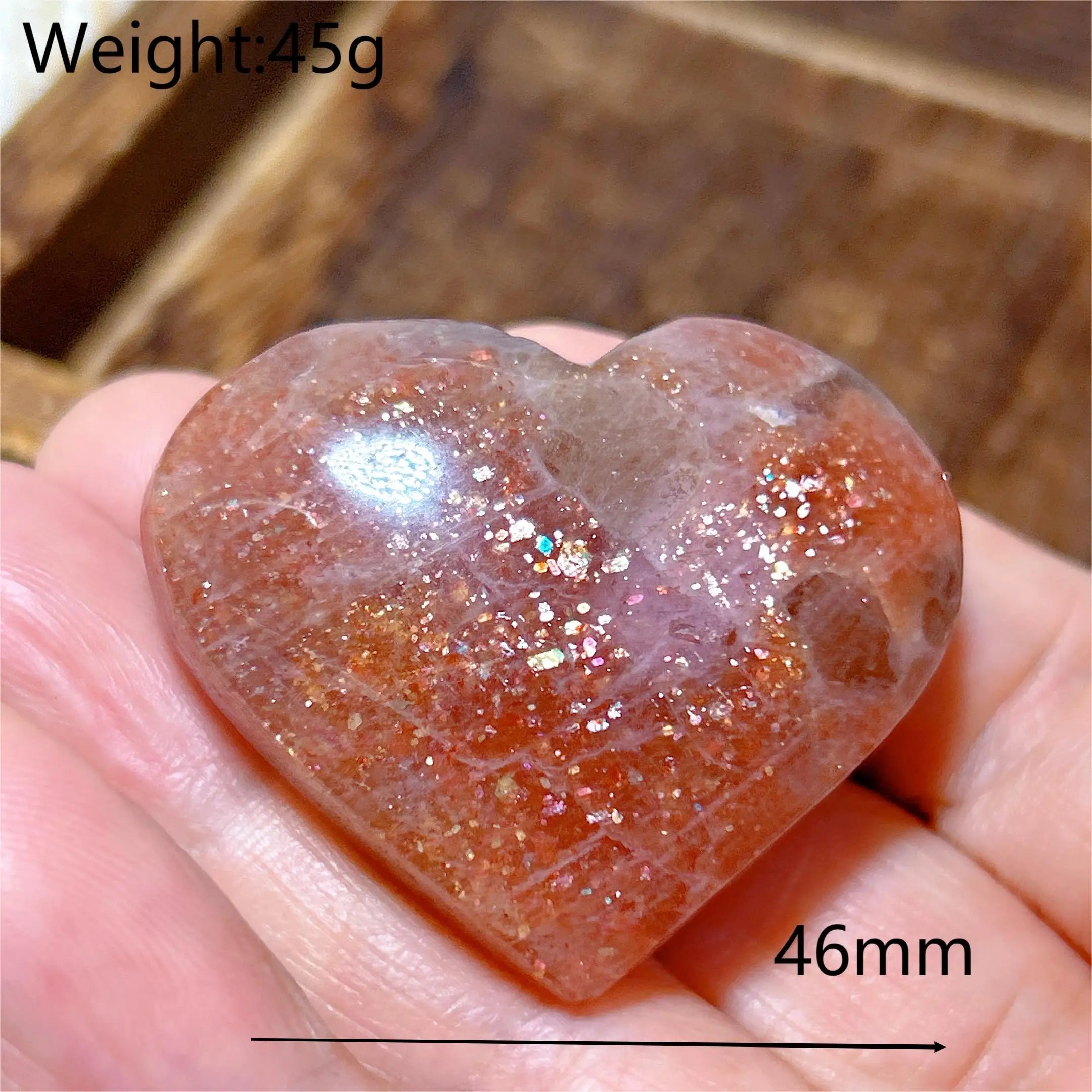 Natural Sunstone Heart Shaped Healing Decoration