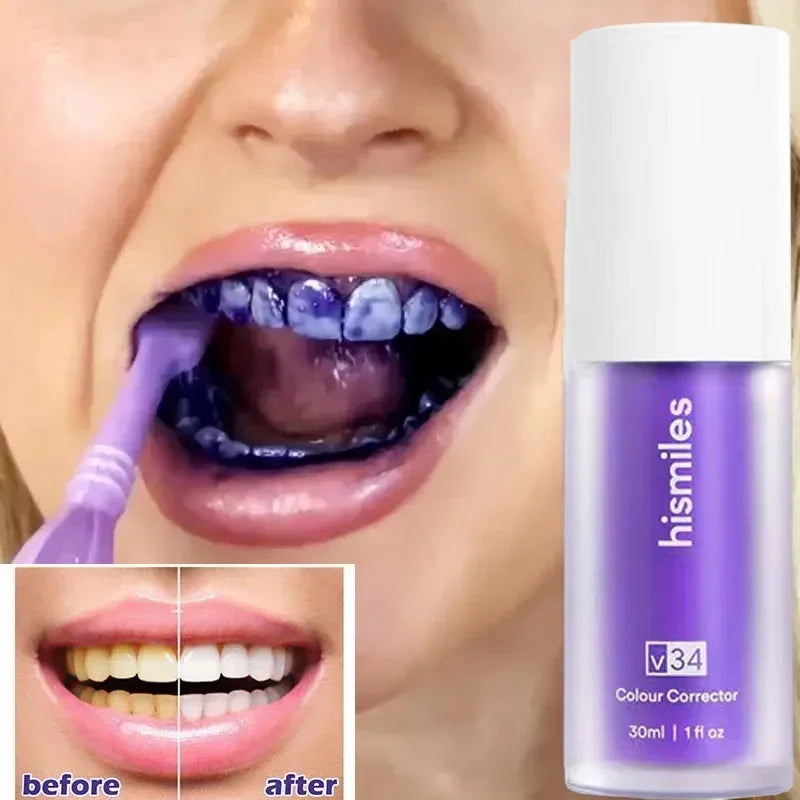 30ml V34 SmileKit Purple Toothpaste Removes Tartar Clean Oral Hygiene Fresh Breath Whitening Teeth Care Products - Daisan Mart