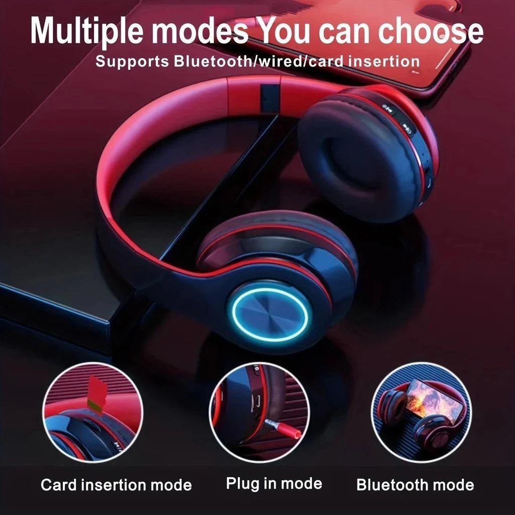 Bluetooth 5.0 Foldable Headphones with Mic for Sports Gaming
