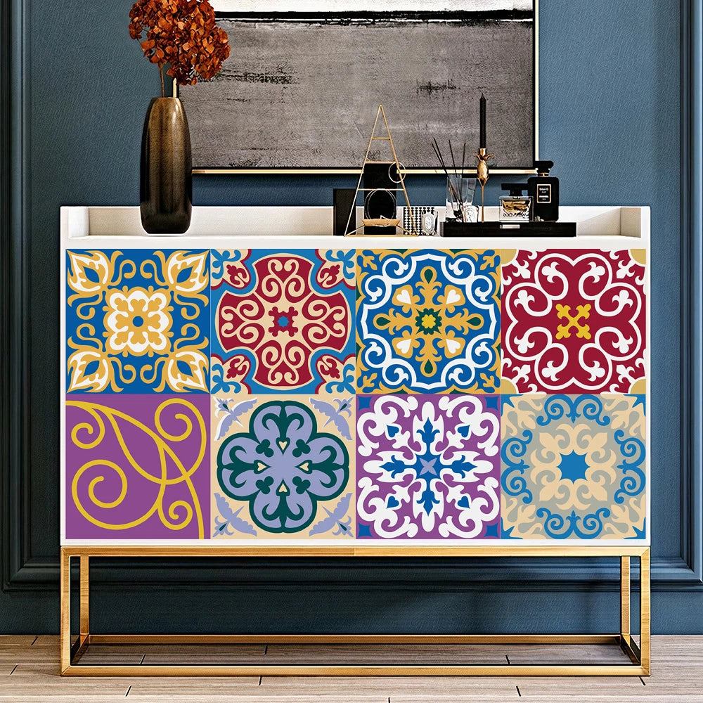 10 Pieces PVC Blue Gray Brick Wall Stickers