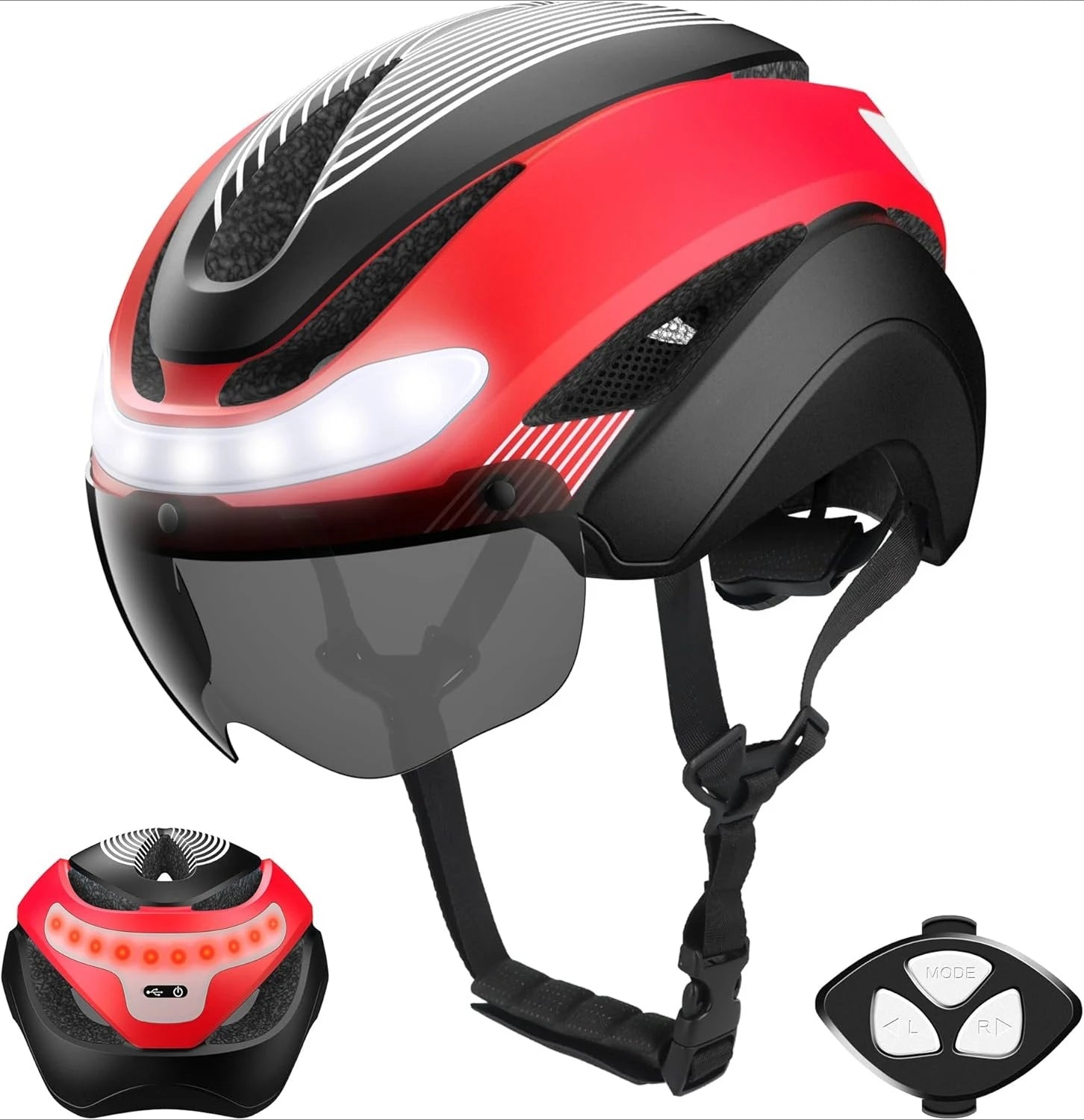 HelmetPro: LED Bicycle Helmet &amp; Magnetic Goggles