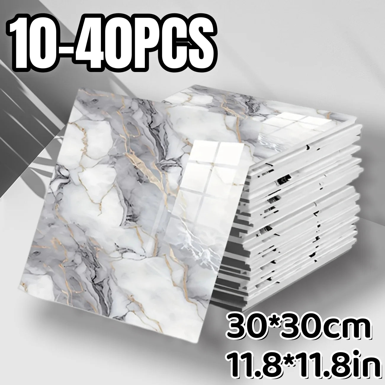 Marble Pattern Foam Self-adhesive Wallpaper Home Decor Aluminum Foil Bottom Imitation Tile Wall Stickers for Kitchen Bathroom