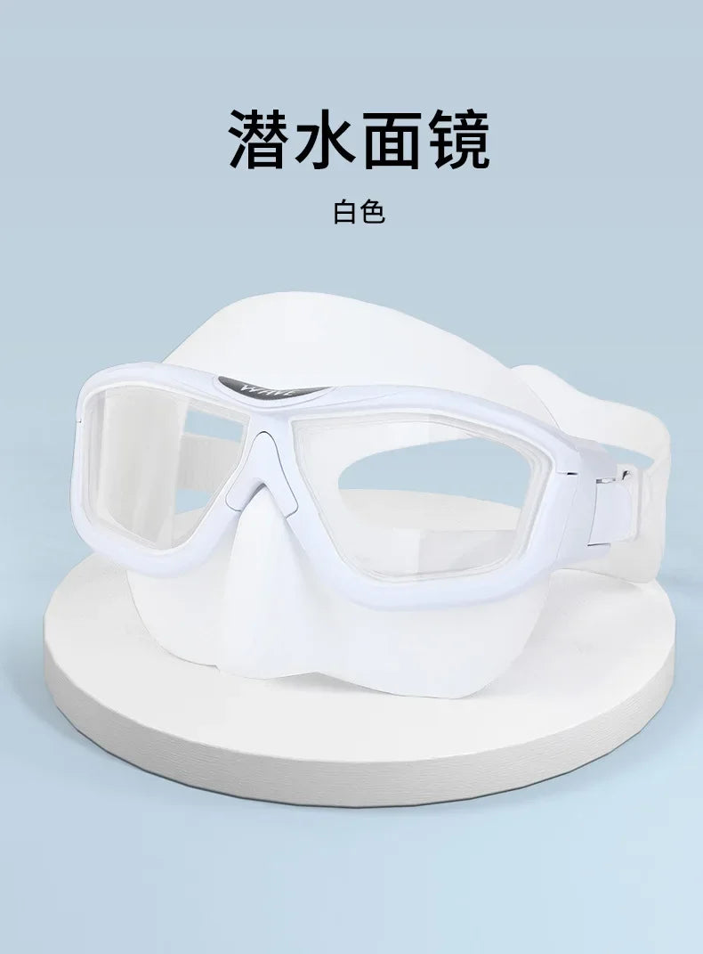 Professi onal Anti-fog HD Large Frame Lens Freediving Snorkeling Eq uipment Scuba Full Face Large Frame Diving   Goggles