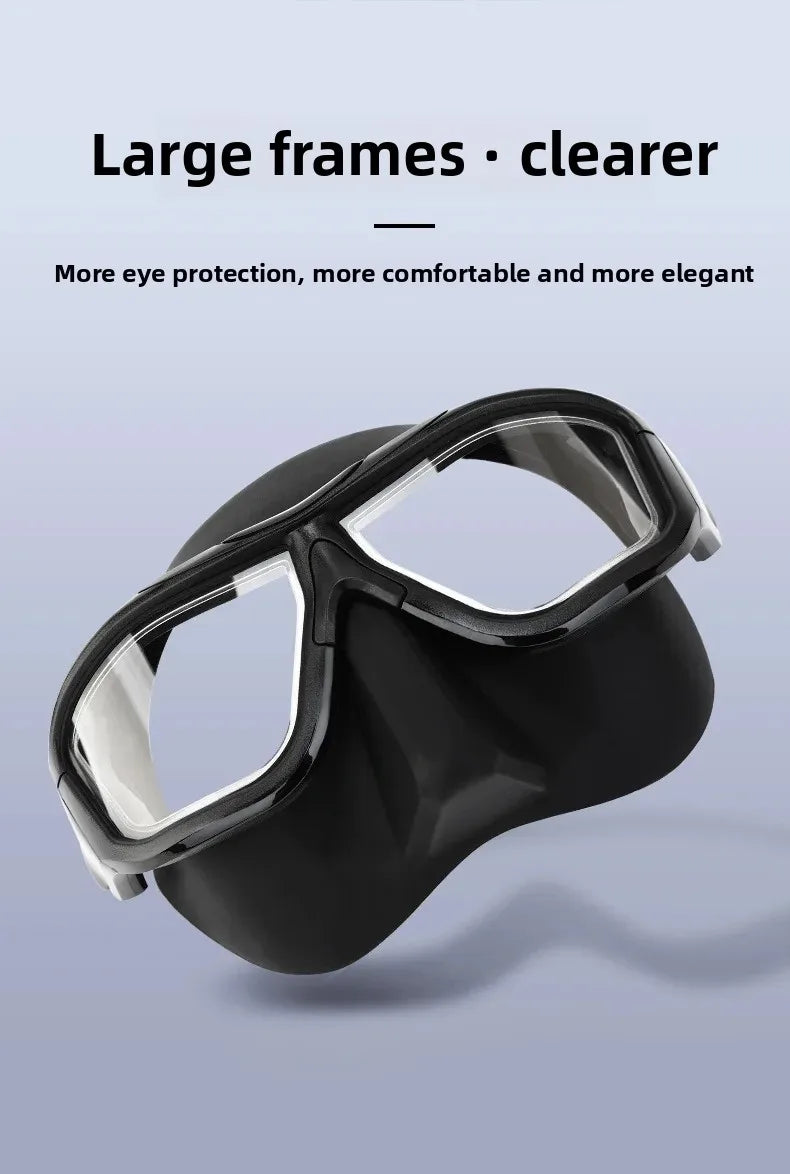 Professi onal Anti-fog HD Large Frame Lens Freediving Snorkeling Eq uipment Scuba Full Face Large Frame Diving   Goggles