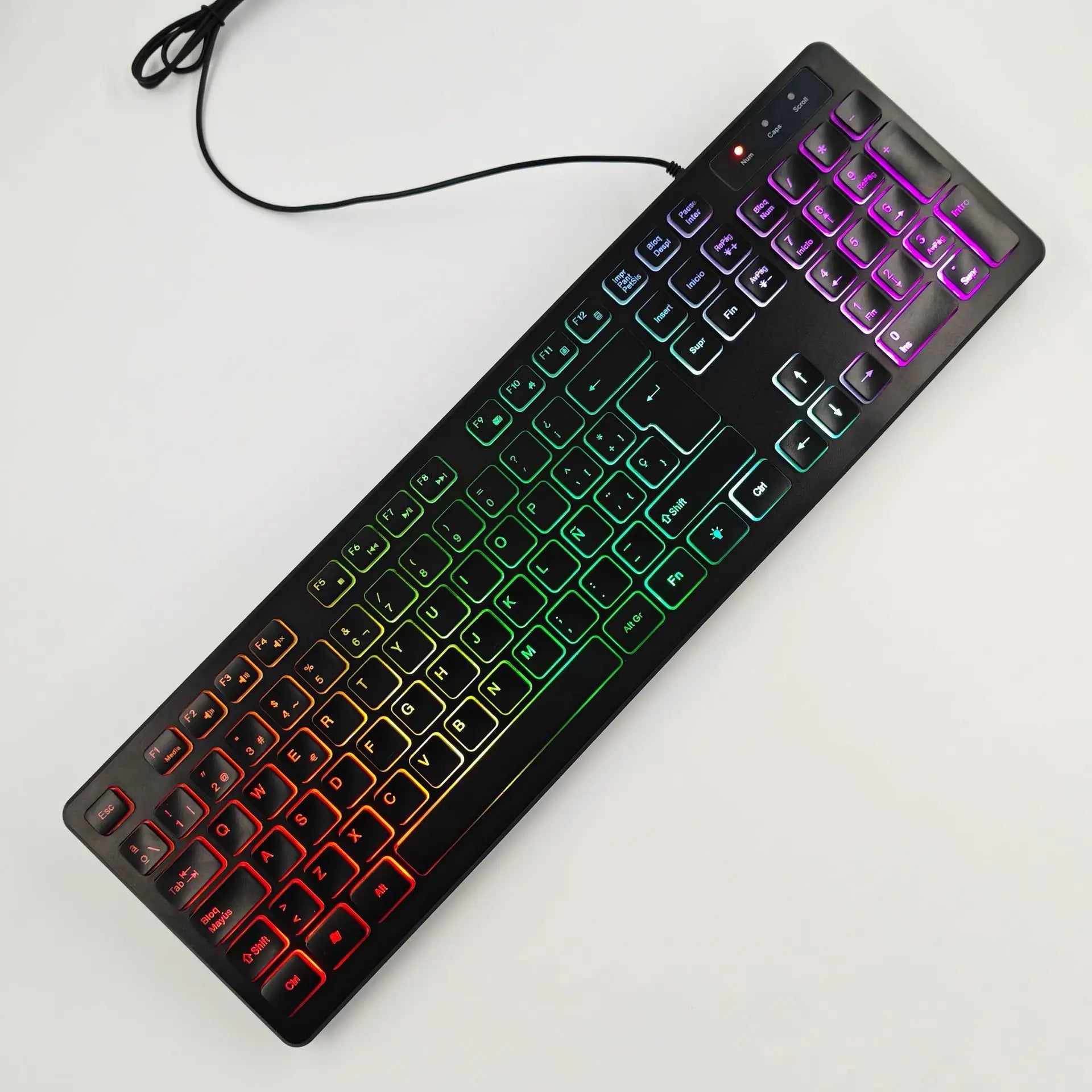 Wired RGB Gaming Mechanical Keyboard, LED Lights, Super Quiet