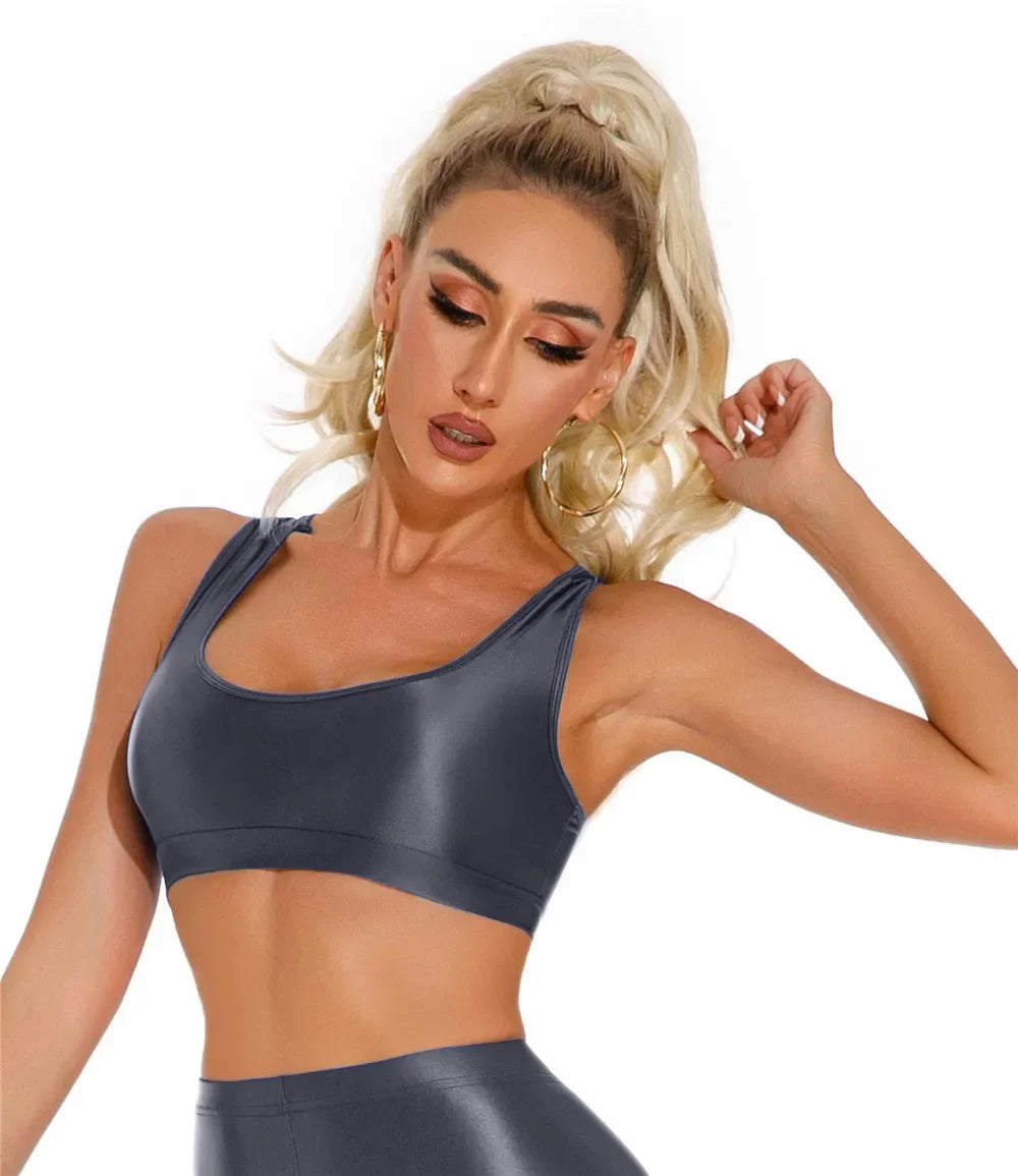Women's Sexy Crop Top Bodycon Sports U-Neck