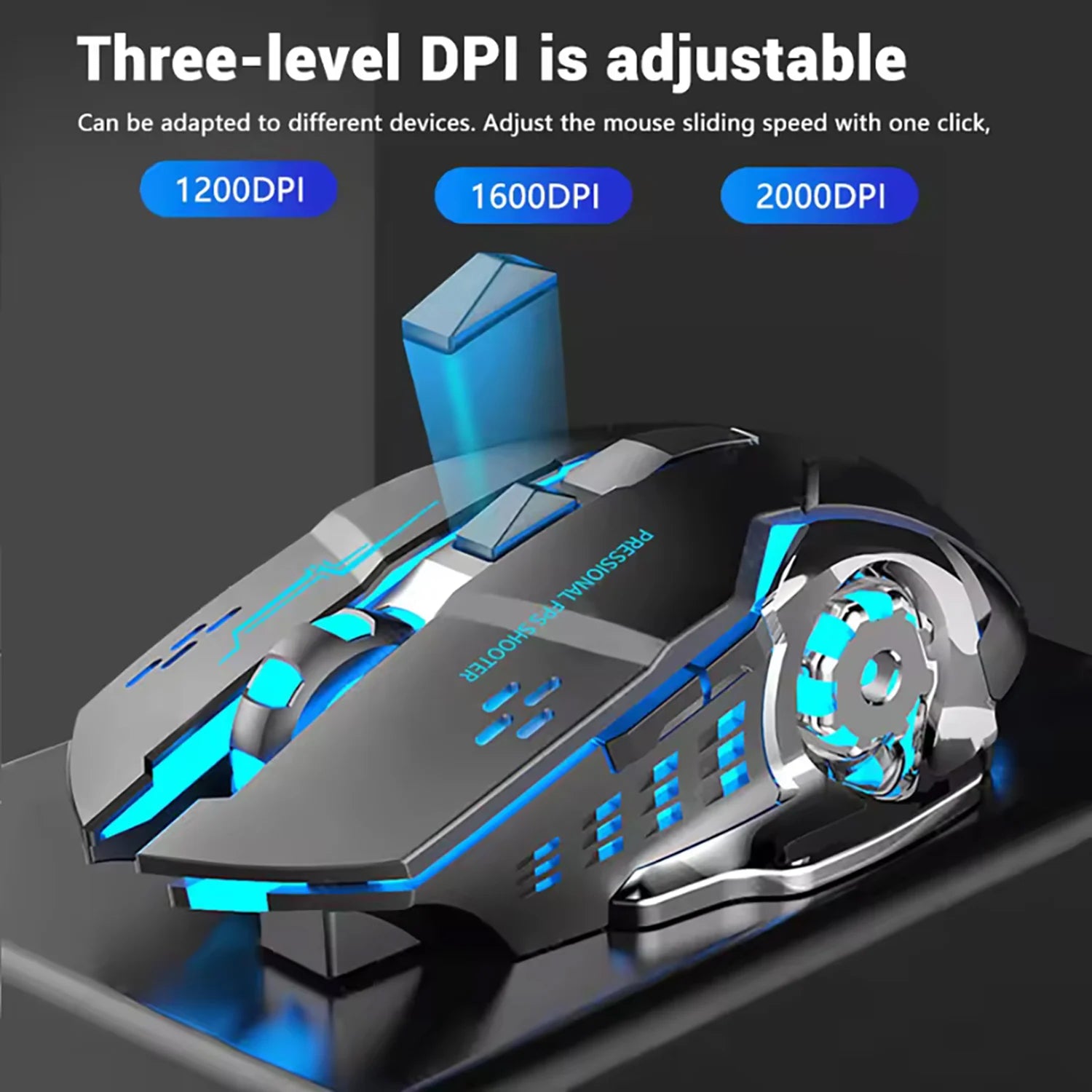Wireless Gaming Mouse Rechargeable, Bluetooth, Silent LED