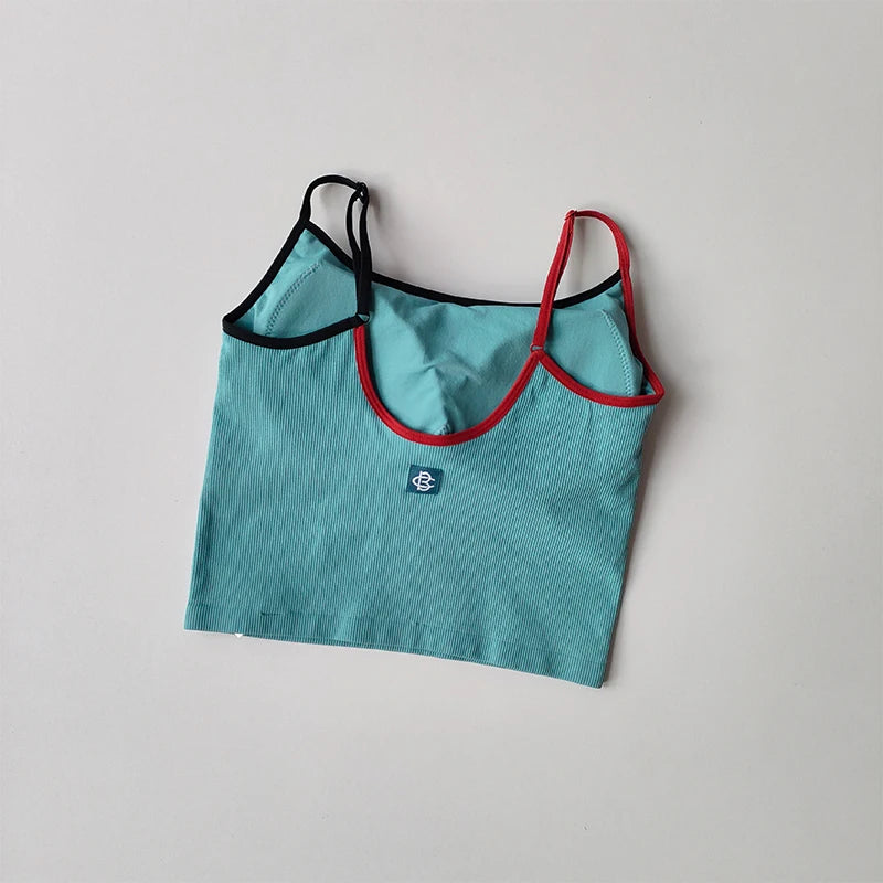 Women's Summer Anti-Sagging Contrast Color Sports Top