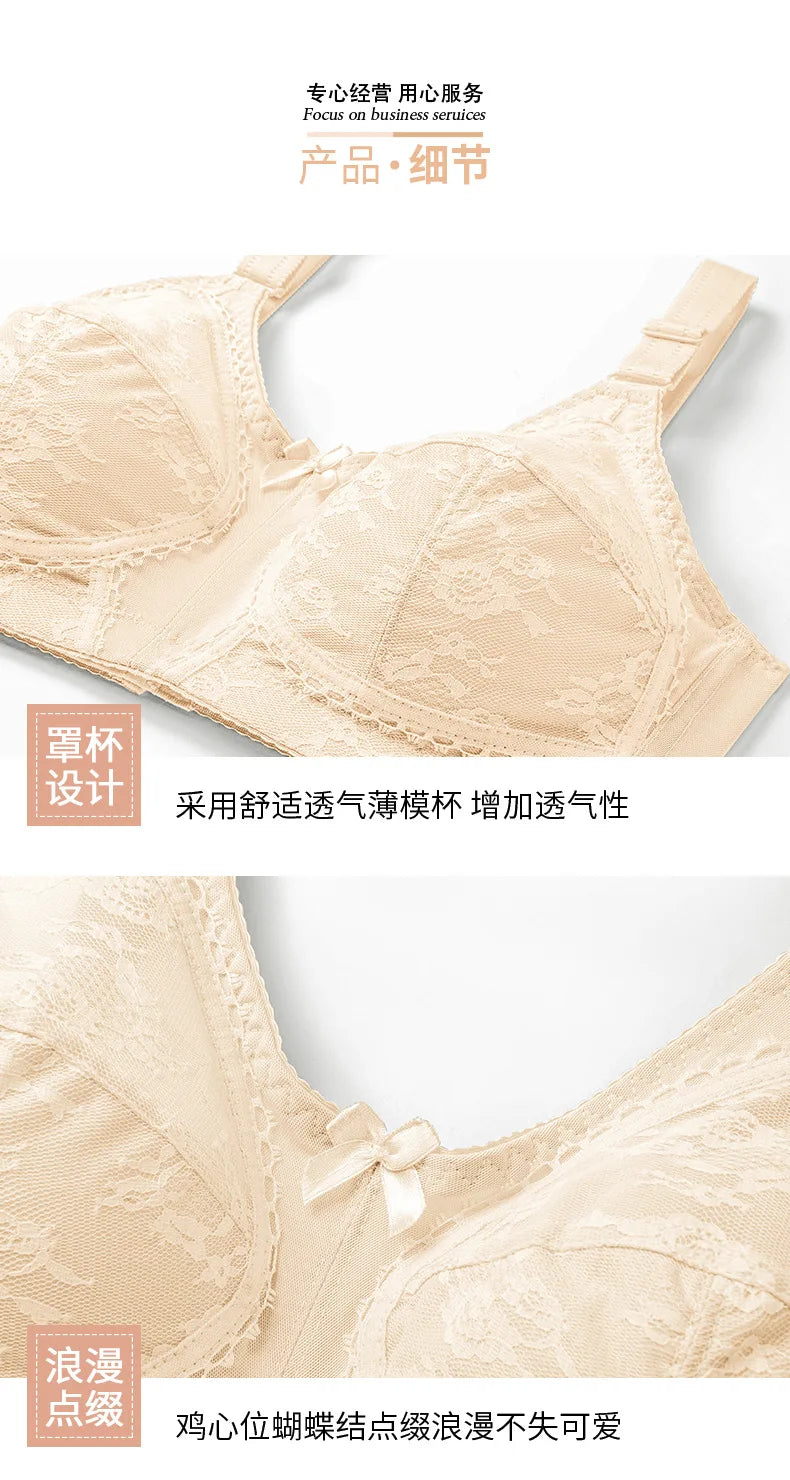 Breathable Thin Cotton Lace Bra Without Wires
