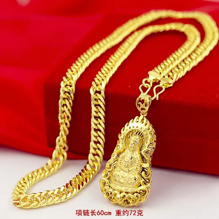 Luxurious 24K Gold Guanyin Men's Necklace