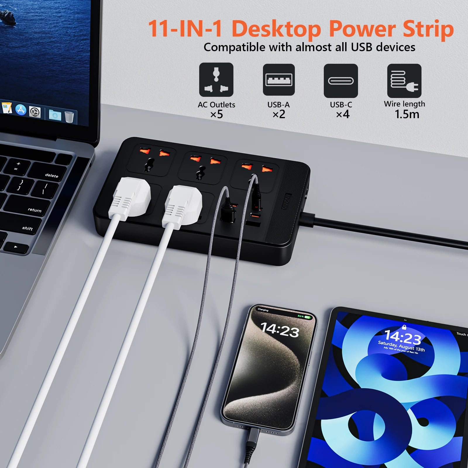 Ổ Cắm Đa Năng 1.8M - Sạc Nhanh USB PD 20W - Daisan Mart
