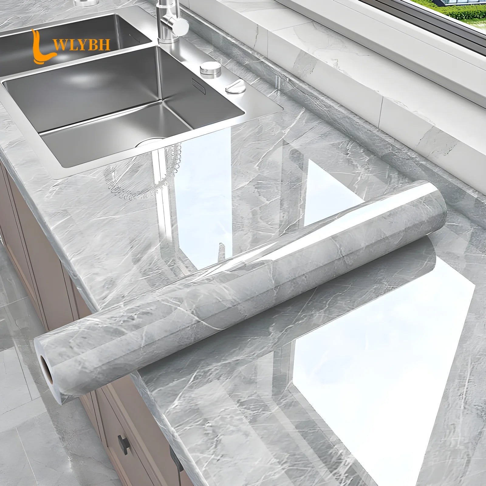 Miếng Dán Bếp Chống Dầu Đá Marble 60CM Tự Dính