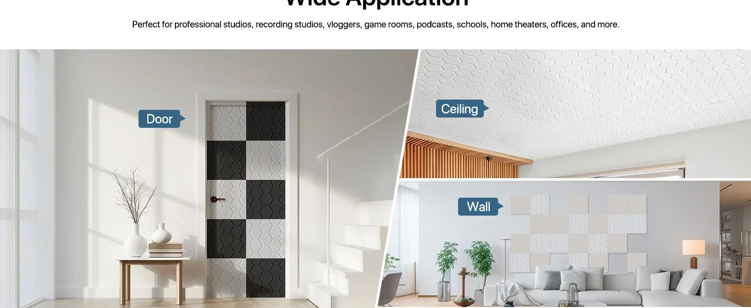 Honeycomb Felt Wall Panels Self-Adhesive Soundproof Tiles Peel &amp; Stick Noise Reduction for Home Office Nursery Acoustic Wall