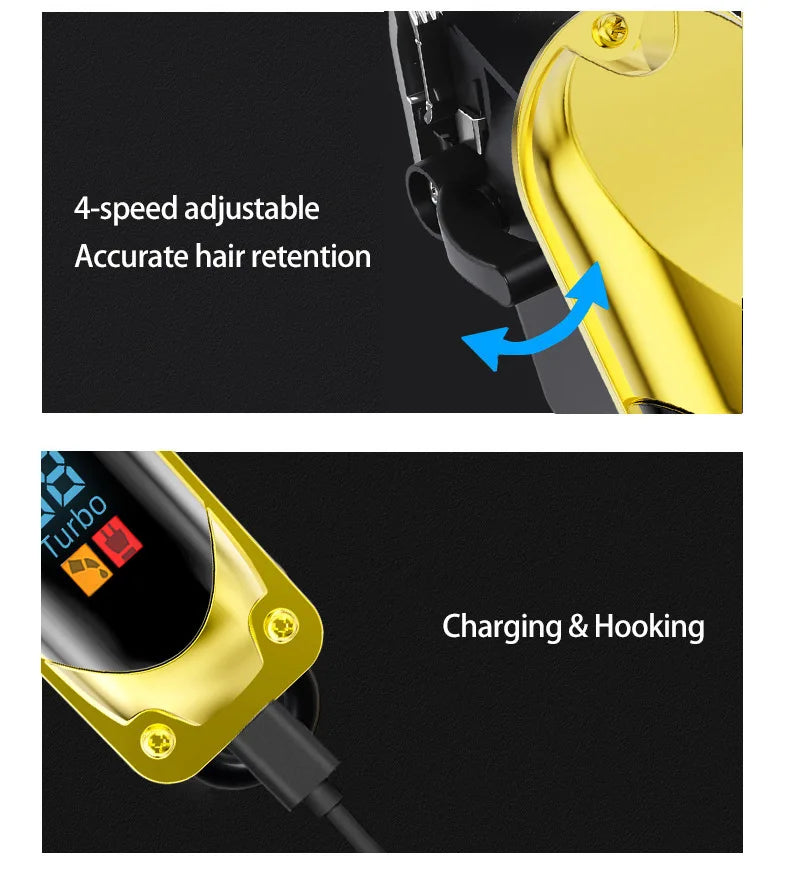 Bộ Tông Đơ Cắt Tóc Nam Chuyên Nghiệp LCD Sạc USB