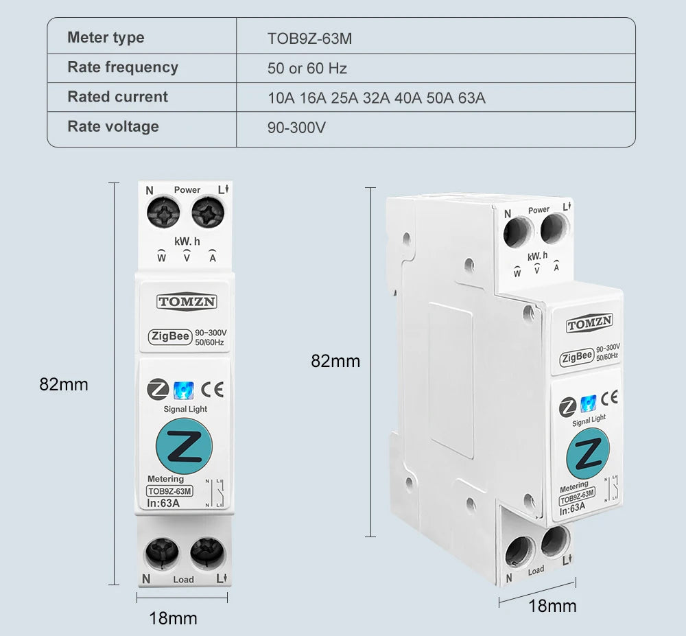 TOMZN Zigbee 63A Smart Switch Energy Meter kWh Metering Monitoring Circuit Breaker Timer Relay MCB TUYA smartlife protection