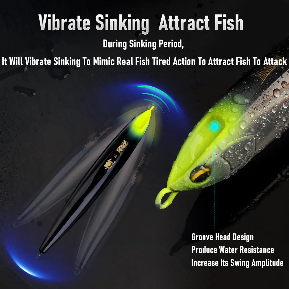 Kingdom Sinking Pencil Lure 140mm 54g Long Casting Saltwater Artificial Stickbait Hard Wobblers Seabass Trolling Jerkbait