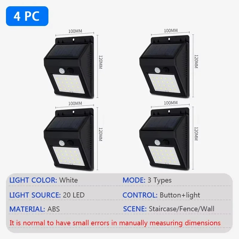 Đèn Tường Năng Lượng Mặt Trời 20LED Cảm Biến Chuyển Động - Daisan Mart