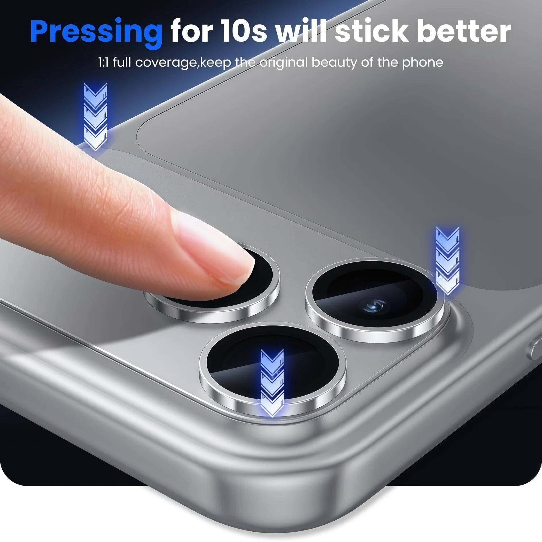 For iPhone17 Pro Max Mobile Phone Camera Lens Protector - [Strong Adhesion] Metal Aluminum Alloy Tempered Glass, Silver Titanium