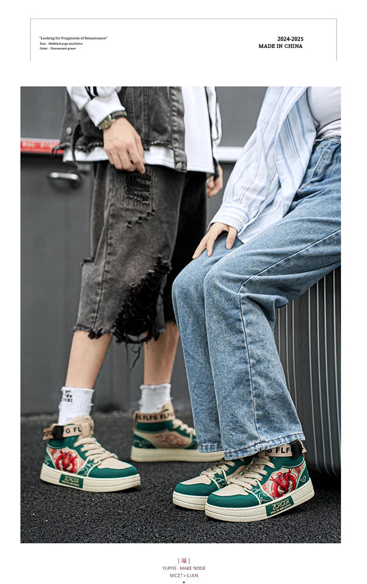 High-end Men's Sneakers with Fashionable Printed Patterns
