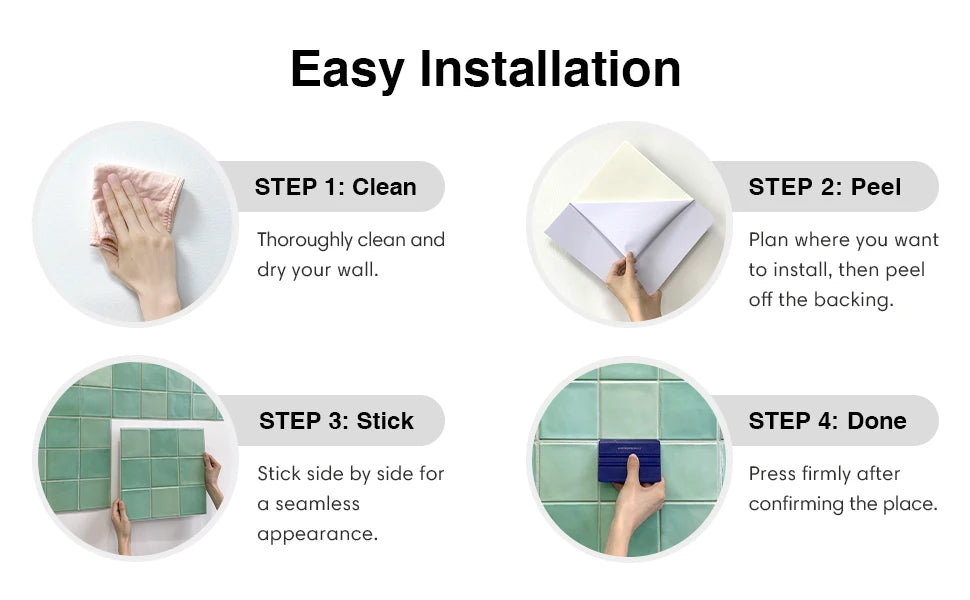 3D Blue Waterproof Self-Adhesive Kitchen Wall Tiles