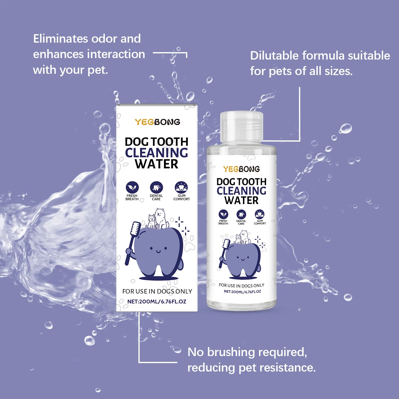 Yegbong 200ml Safe Pet Mouthwash - Alcohol Free Drinkable Formula for Gentle Oral Hygiene & Bad Breath - Daisan Mart