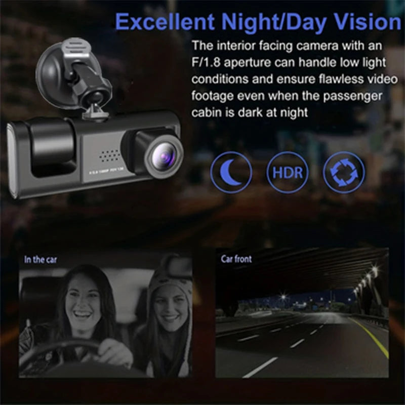 3-Eye Dash Cam, Night Recording, Full HD 1080P