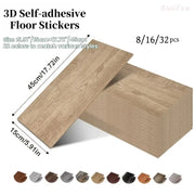 Imitation Wood Grain Self-adhesive Floor Sticker Waterproof for Kitchen Bedroom Living Room Peel and Stick Flooring Home Decor