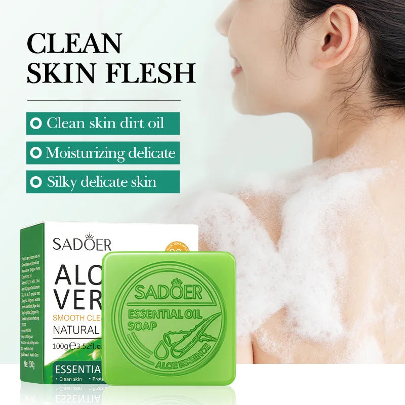 Aloe Vera Smooth Cleansing Natural Soap Cleansing Smooth Handmade Essential Oil Soap100g - Daisan Mart