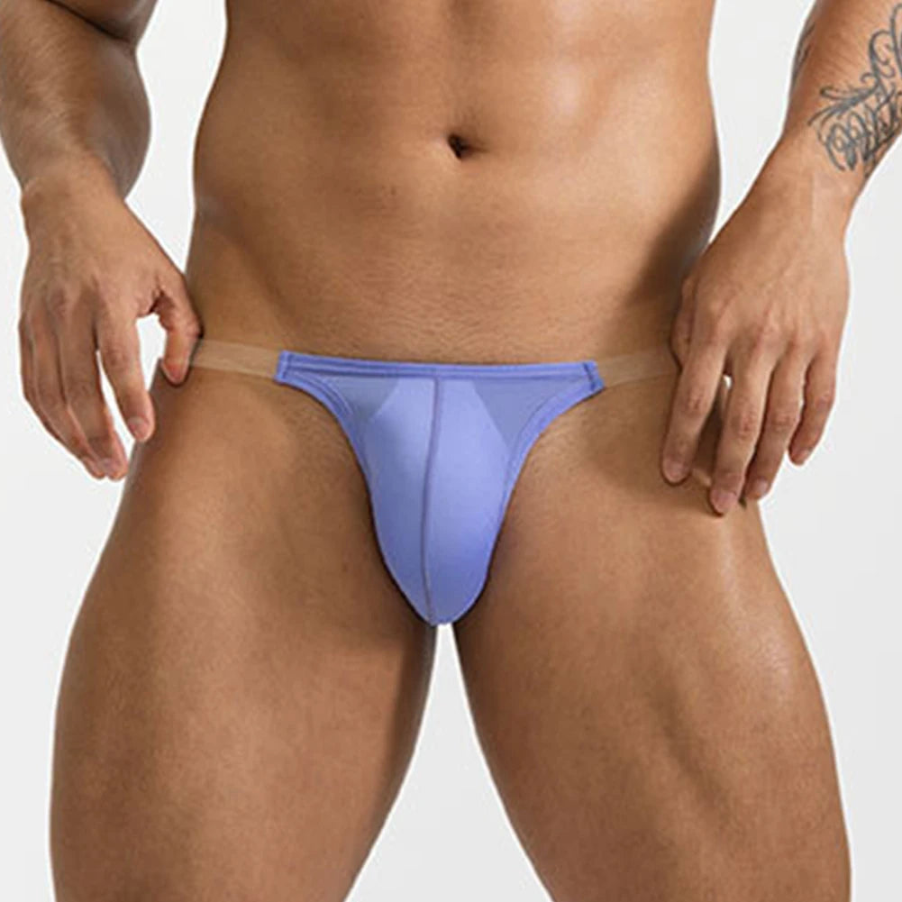 Ice Silk Men's Sexy Low-Waist Transparent Underwear