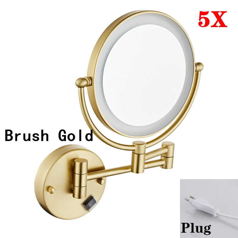 High-end Brushed Gold LED Hotel Makeup Mirror