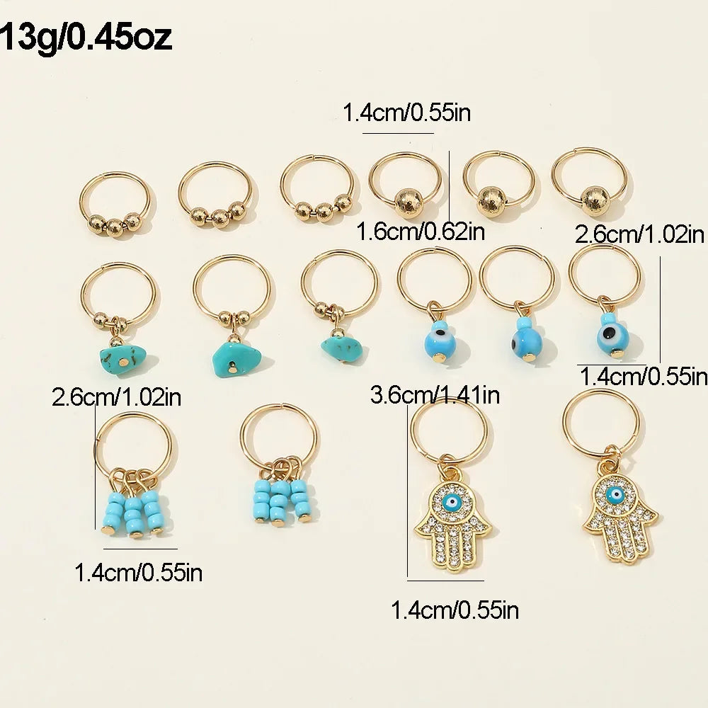 Hạt Tóc Hippie Vòng Xanh: Trang Sức Tóc Tạo Kiểu 16 Chiếc