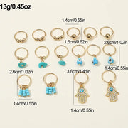 Hippie Hair Beads Green Ring: 16 Piece Styling Hair Jewelry