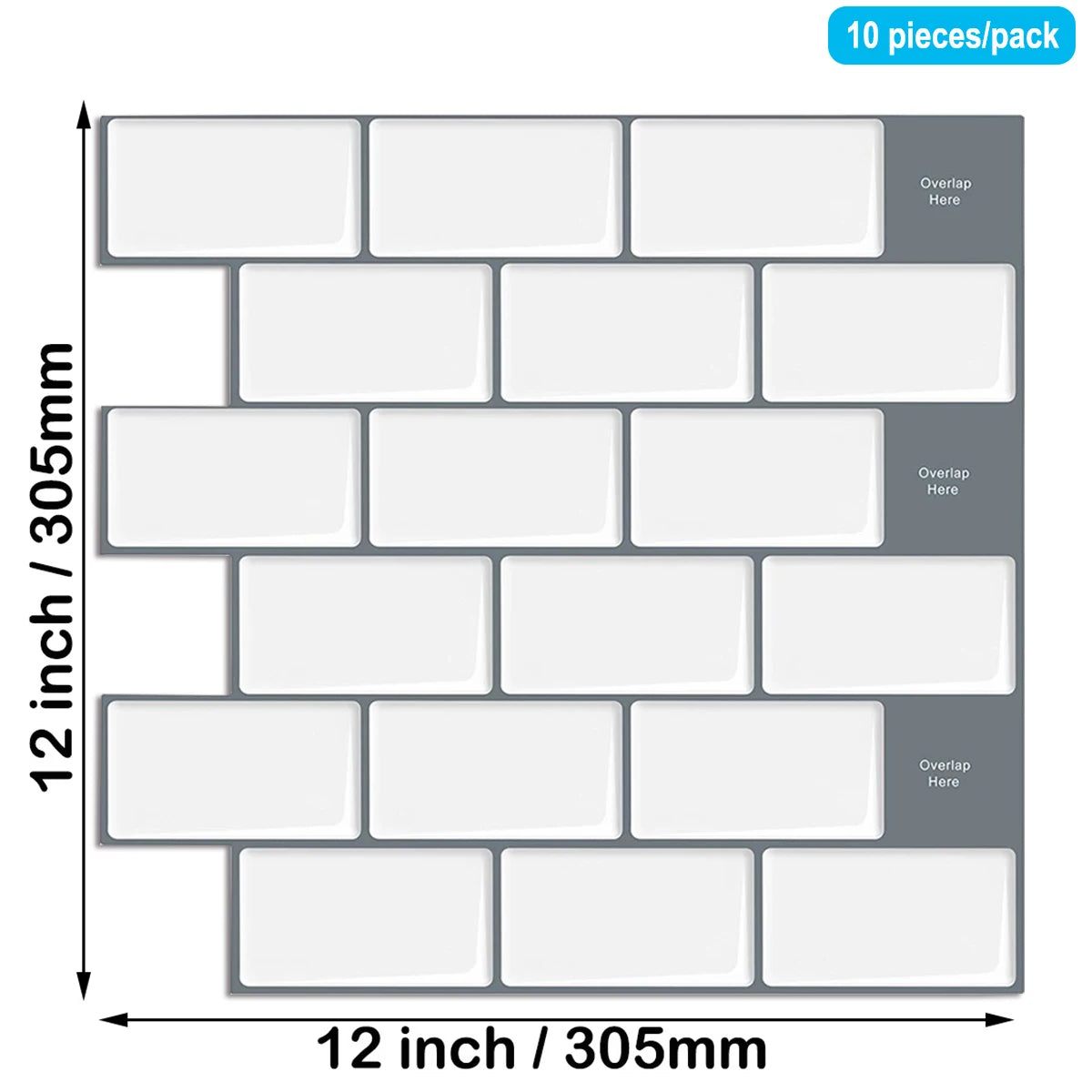 5/10pcs 3D Waterproof Kitchen Wall Sticker 12*12 inch Strong Adhesive Peel And Stick Tiles Home Wallpaper