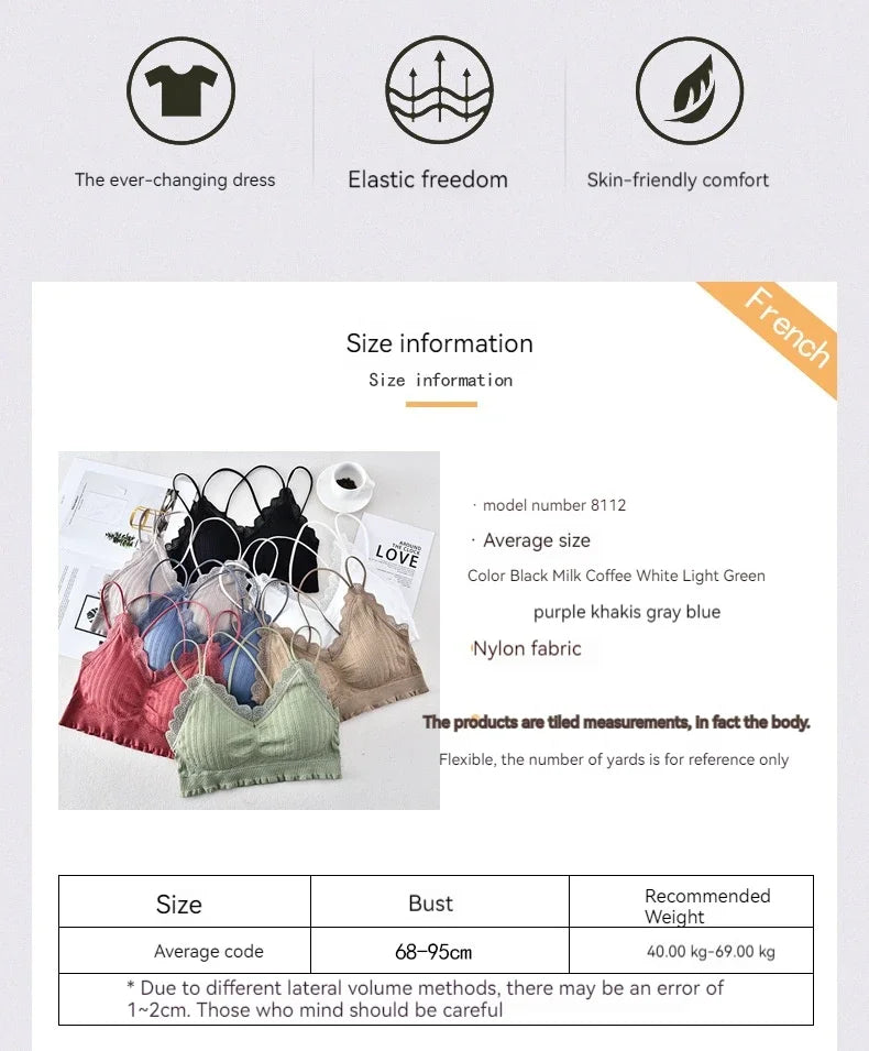 Sexy Seamless Crossover Lace Backless Bra For Girls Stylish Sports Crop Top Underwear For Comfortable Layering