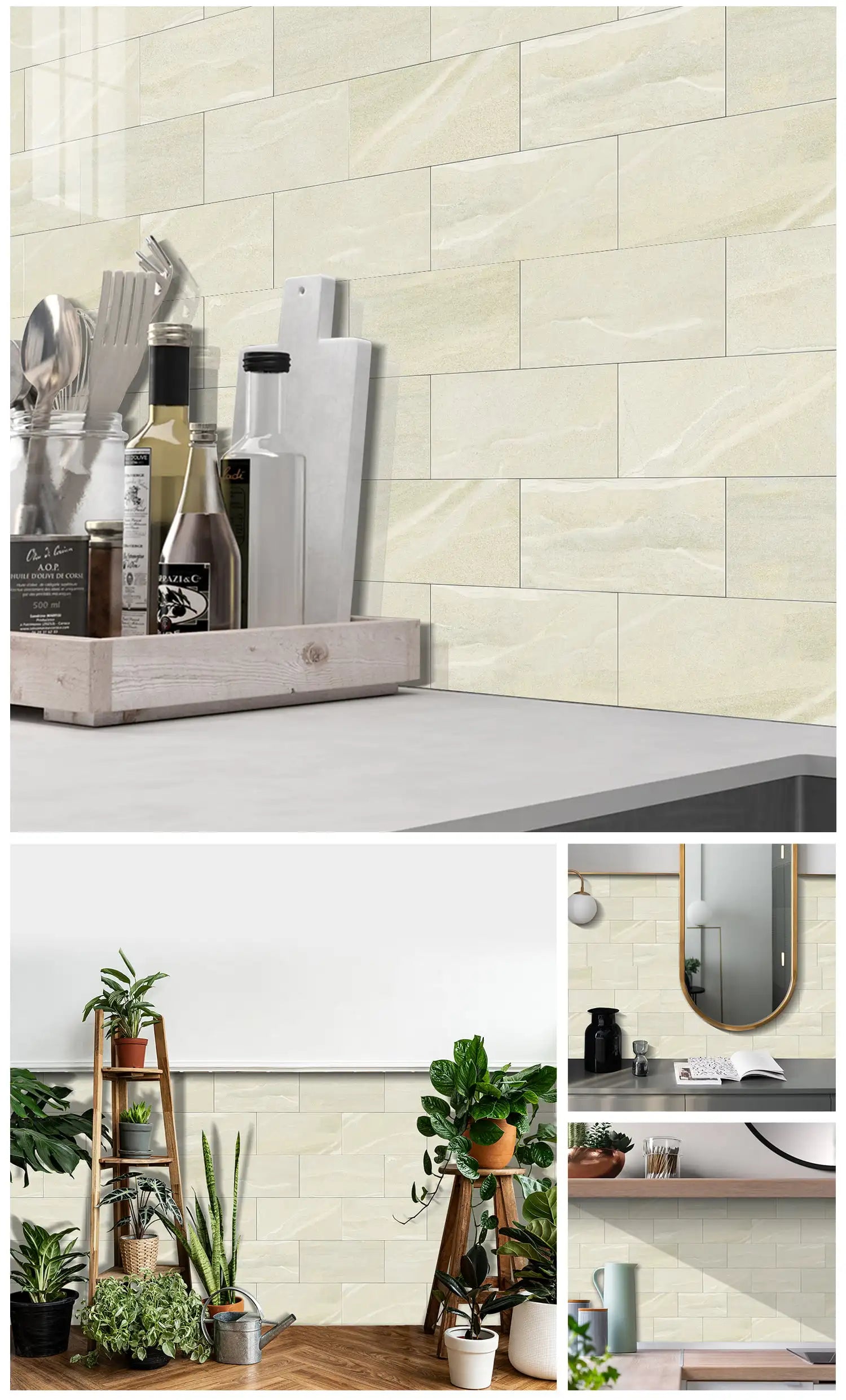 Self Adhesive Foam Ceramic Tile Stickers Bathroom Kitchen Waterproof Anti Fouling Thickened Wall Decoration Marble Decals