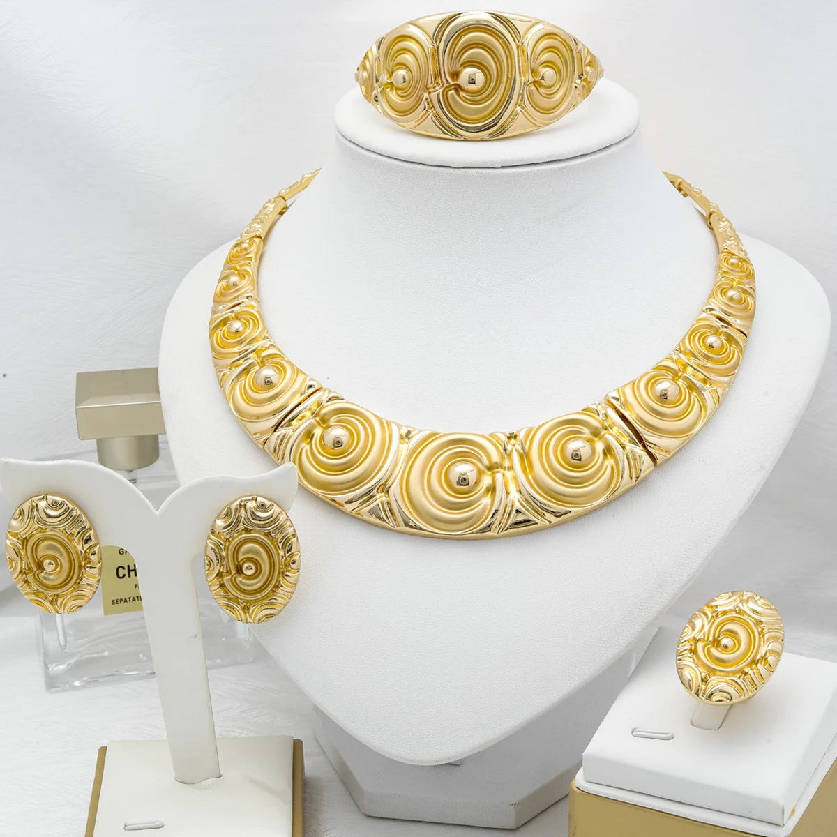 18K Gold Plated Dubai Jewelry Set - Elegant Party Wear
