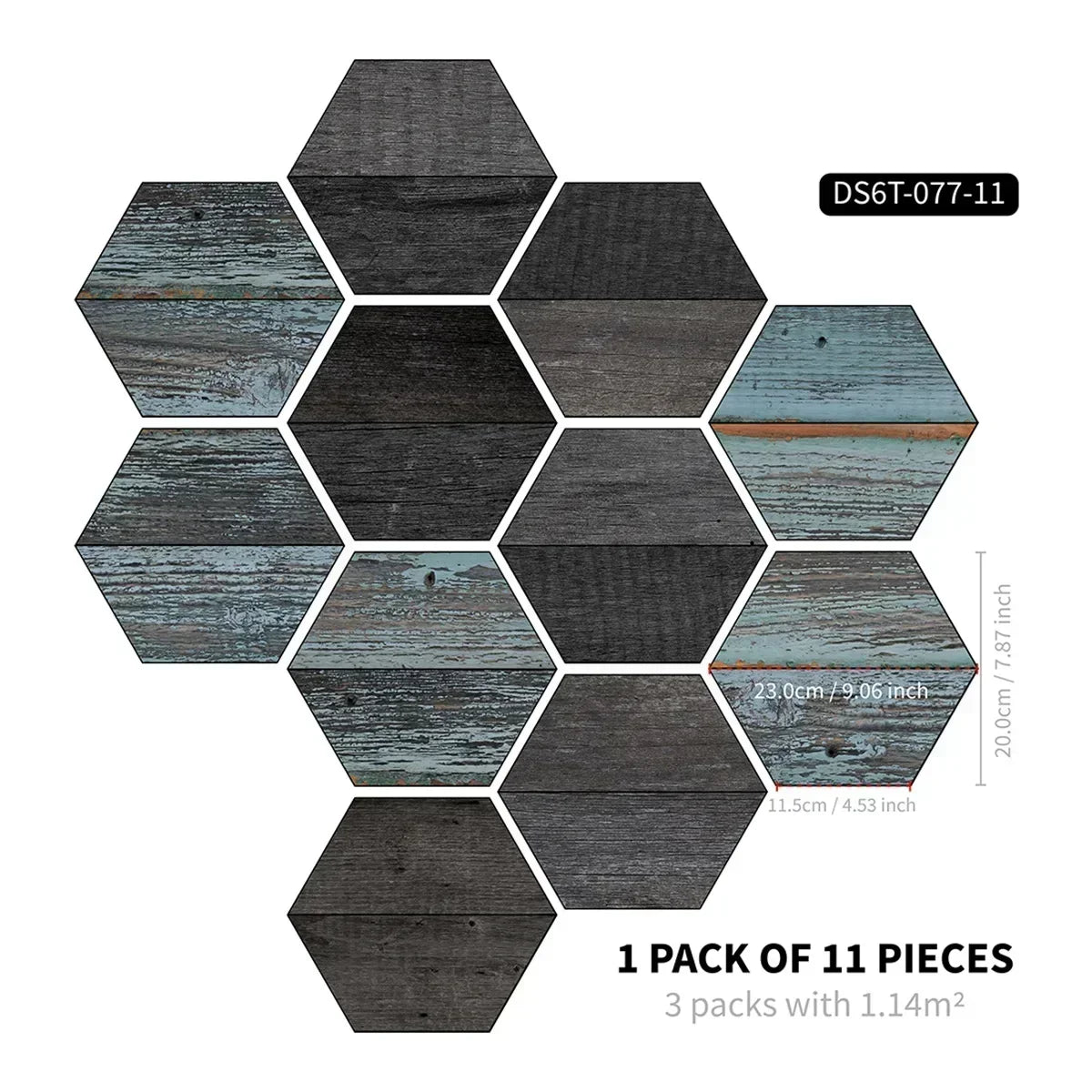 22PCS Self-adhesive Moroccan Style Hexagonal Diagonal Floor Stickers Non-slip Waterproof Decals for Kitchen Bathroom Decoration